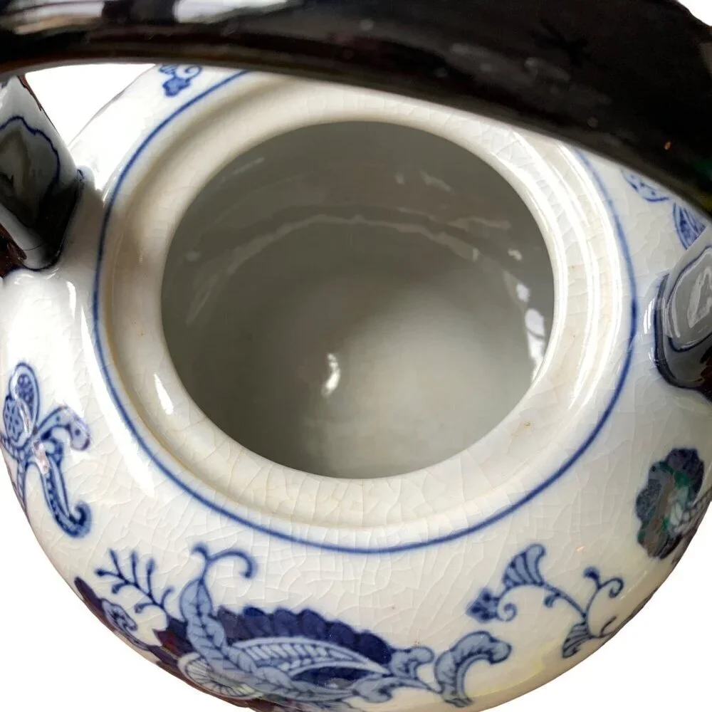 Pier 1 Imports Chinoiserie Blue White Floral Ceramic Teapot